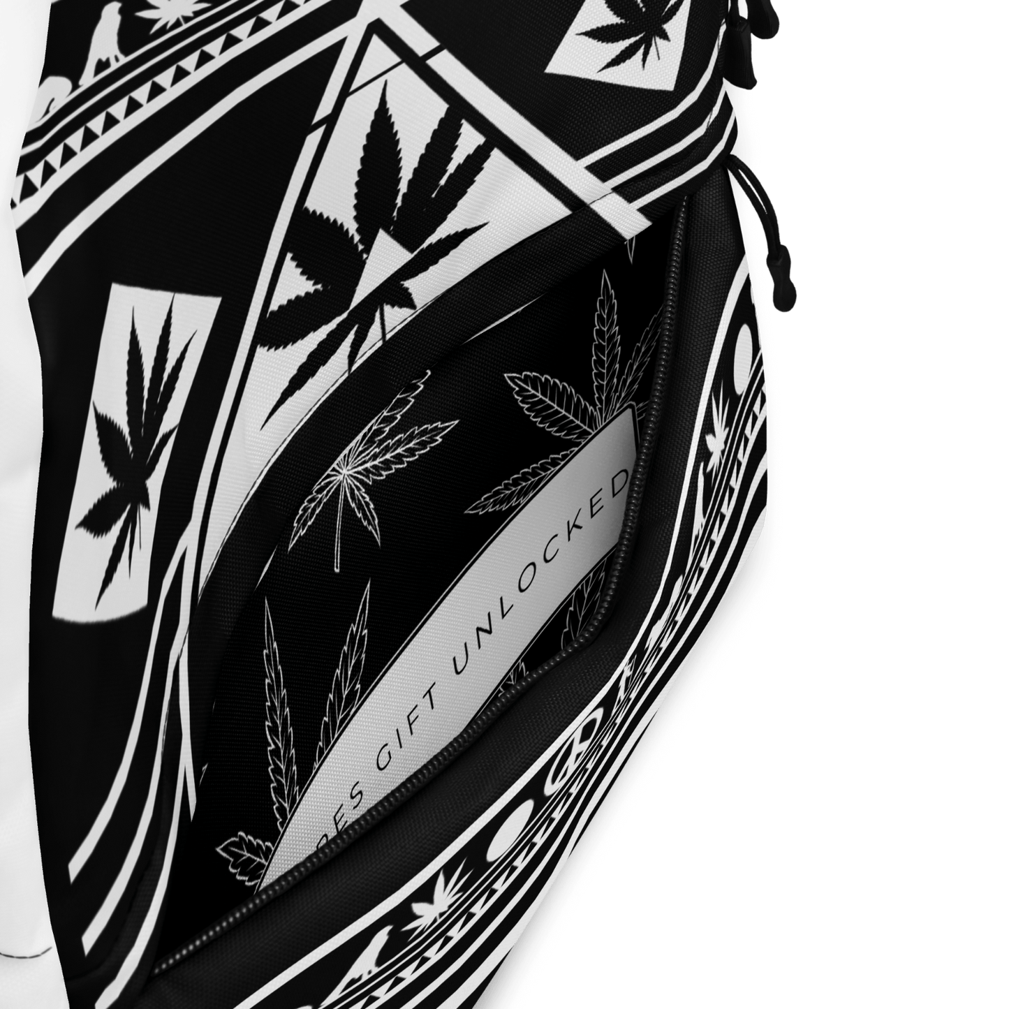 White and black weed leaf bag