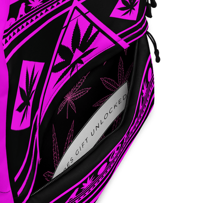 Stoned immunity bag pink and black pocket weed leaf design