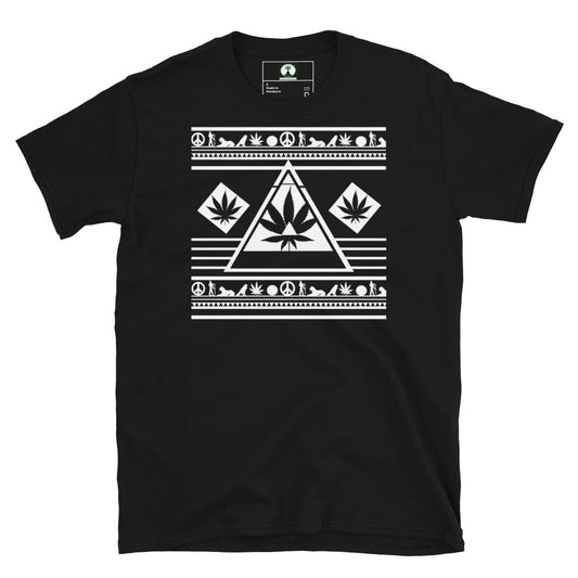 black stoner t-shirt with a stylish white design