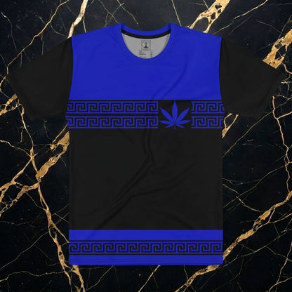 NGU Vanguard technical performance shirt, 160gsm synthetic matte-weave, Cobalt Blue and Snow White sublimated graphic, front-facing product shot.