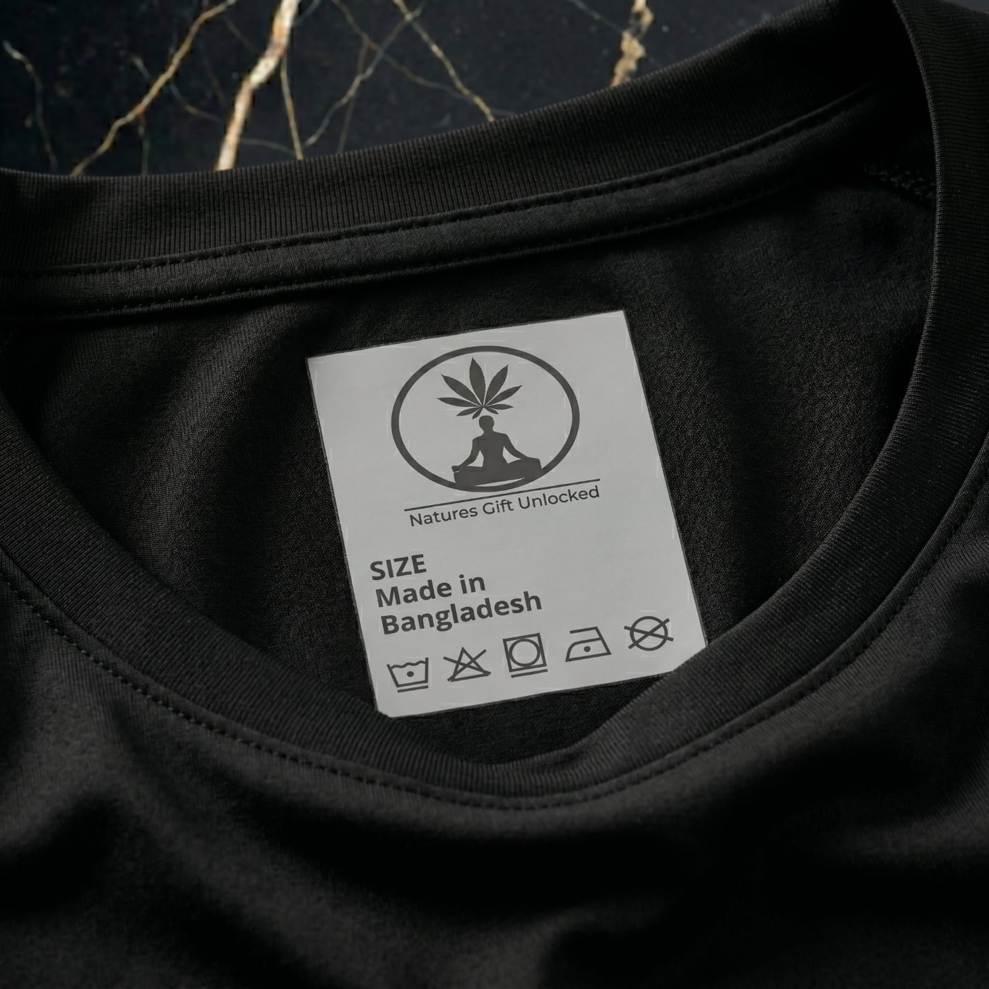 Vanguard 160gsm performance shirt, Cobalt '100x4+20=' math, White Marble floor.
