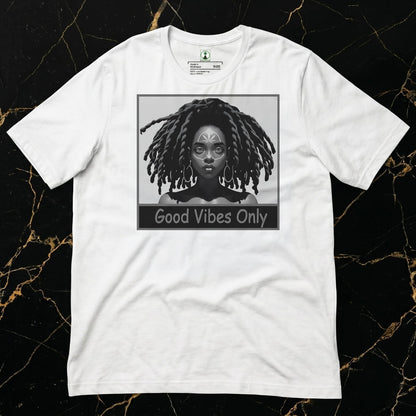 wearing a size Large in the NGU Monochrome Muse white 400gsm heavyweight tee for a high-status 