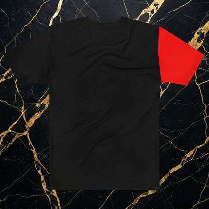 NGU The Muse 300gsm heavyweight AOP oversized t-shirt against a black gold marble background.