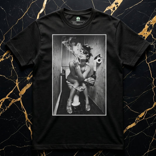 NGU The Muse Noir Black 400gsm heavyweight matte-weave tee