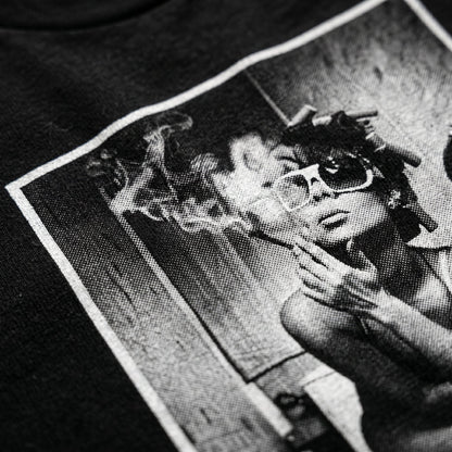 Front view of olive green NGU The Muse heavyweight t-shirt
