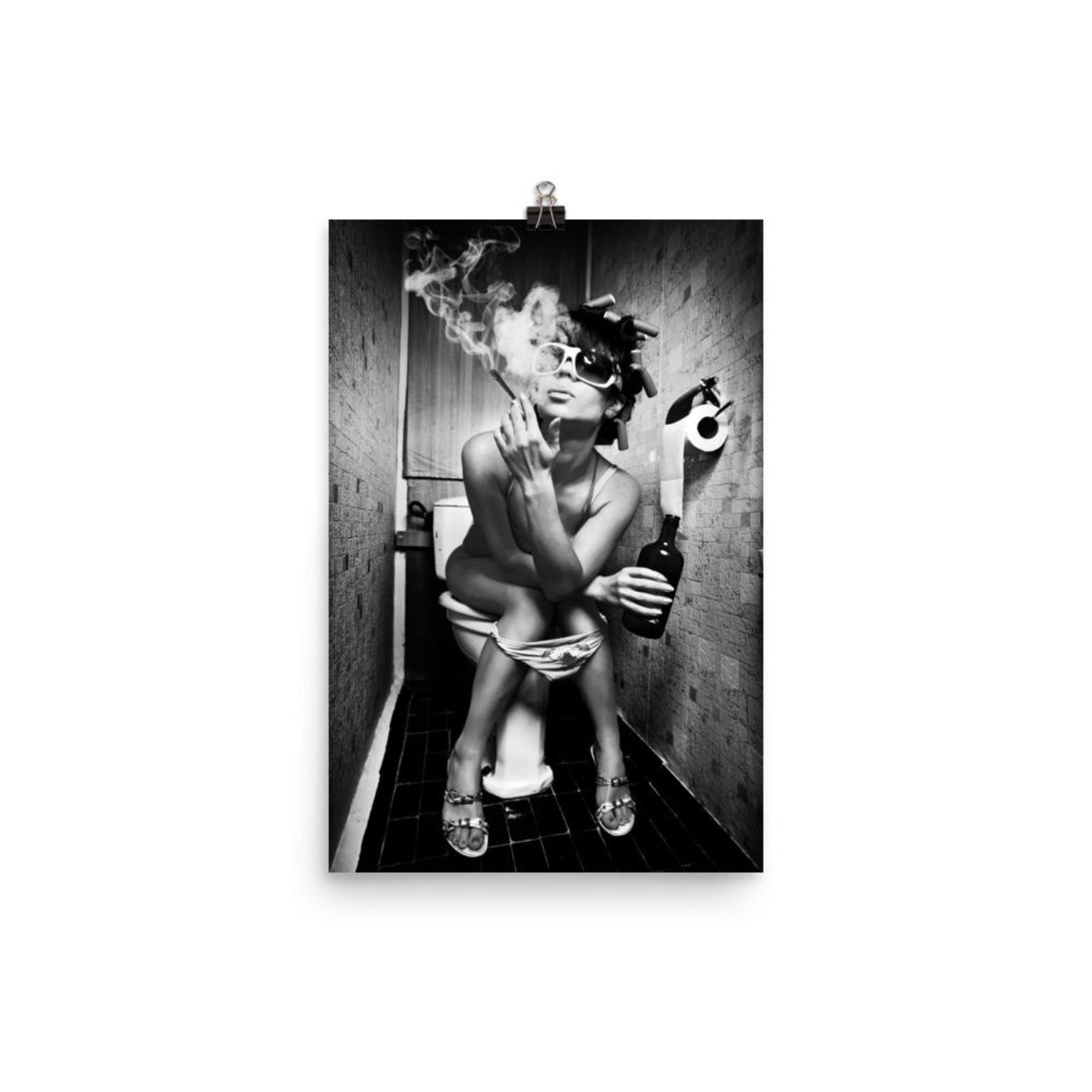 Architectural bathroom wall art featuring the NGU Noir aesthetic printed on premium 300gsm matte-weave paper.