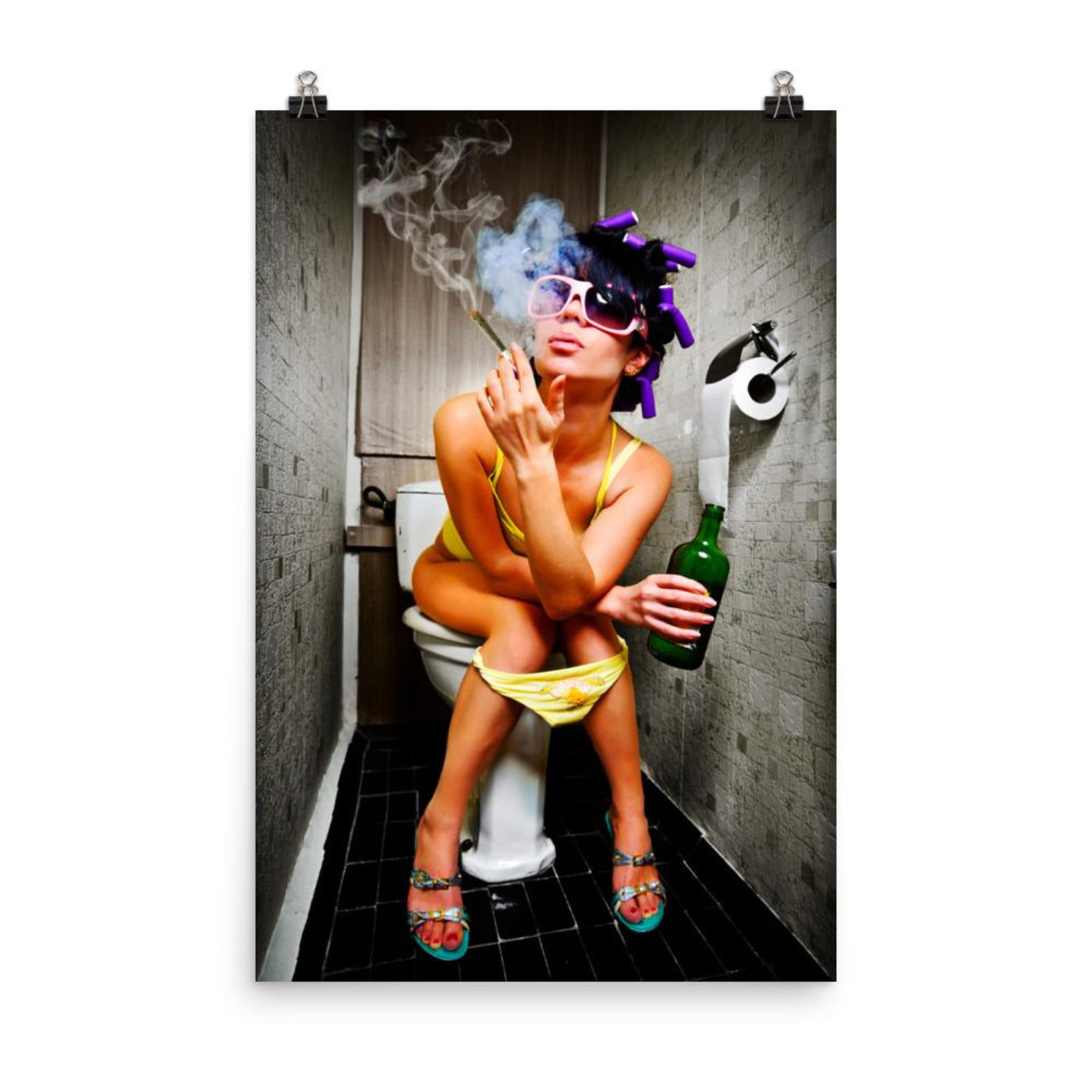 300gsm heavyweight matte-weave color poster featuring a high-status bathroom sanctuary scene with vibrant 8k RAW detai
