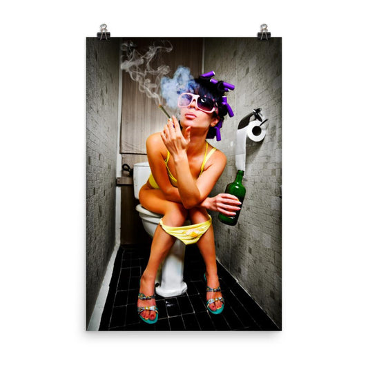 300gsm heavyweight matte-weave color poster featuring a high-status bathroom sanctuary scene with vibrant 8k RAW detai
