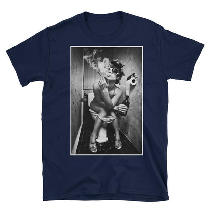 NGU The Muse Navy Blue 400gsm heavyweight matte-weave tee